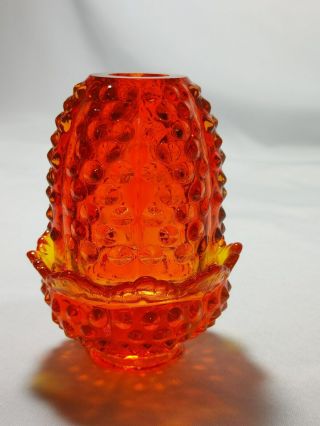 Vintage Fenton Glass Hobnail Orange Fairy Courting Candle Lamp Tea Light