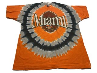 Vintage 90’s Miami Hurricanes Football Liquid Blue Tie Dye T - Shirt Size Xl Usa