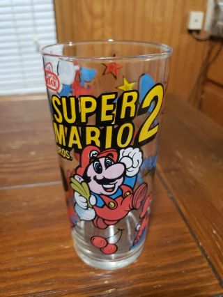 Mario Bros 2 Glass Nintendo 1989 Vintage