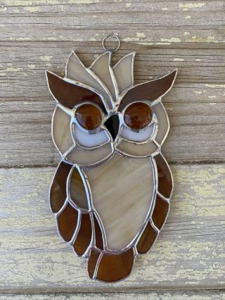 Owl Bird (medium) - Stained Glass - Handcrafted - Sun Catcher - 7”x 4”inches