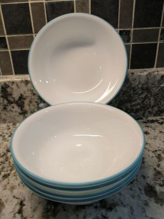 Set Of 5 - Corelle Garden Lace Turquoise Cereal/soup Bowls