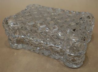 Vintage Diamond Cut Crystal Dressing Table Trinket Box