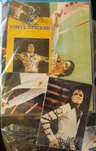 Michael Jackson Fan Pack Rare Vintage Collectors Item Sticker Keyring Photos