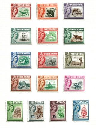 North Borneo (a3 - 31) 1961 Sg391 - 406 Pictorial Full Set Of 16 Very Fine Mm / Mh