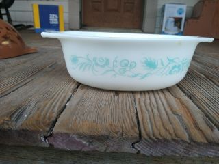 Pyrex Meadow 1 1/2 Quart - 043 Turquoise Blue - wheat and flower pattern 2