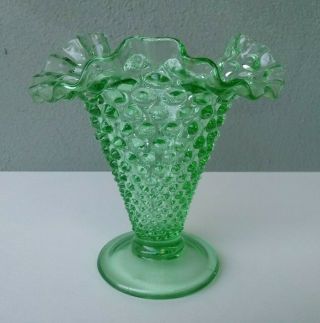 Fenton - Vintage Green Glass Hobnail 5 3/4 " Vase