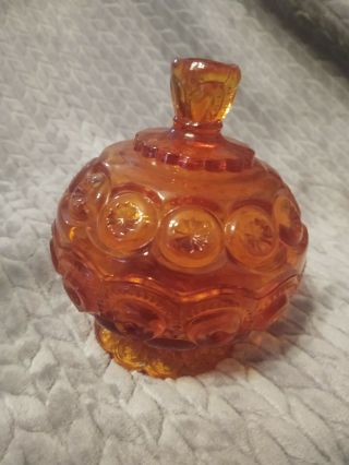 Vintage Le Smith Amberina Red Moon And Stars Lidded Candy Dish
