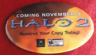 Halo 2 Xbox Launch Promotional Pin Button Badge Coming November 9