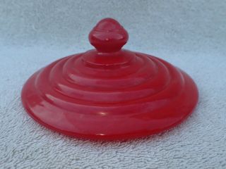 Vintage Fire King Vitrock Red Ribbed Lid Only