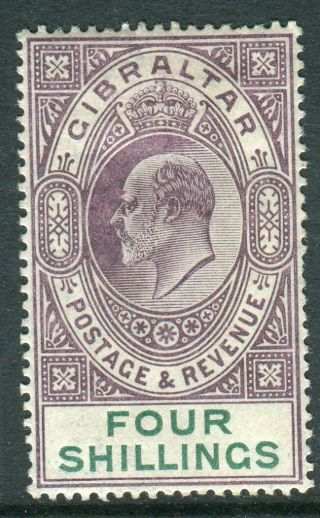 Gibraltar - 1903 4/ - Dull Purple & Green.  An Average Mounted Example Sg 53