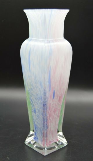 Vtg Murano ? Lavorazione Italian Art Glass Vase Pink Blue Green Splatter