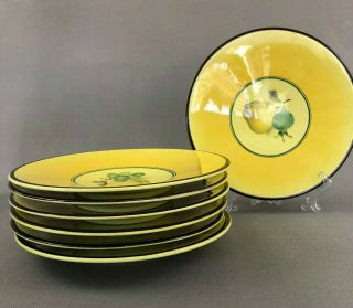 7 Vintage Denmark 1484 - 1 Yellow Fruit Pattern Luncheon Or Dessert Plates