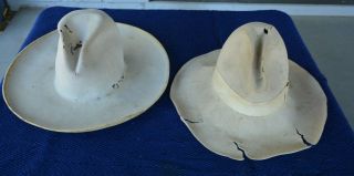 2 Old Beat - Up Vintage Stetson Wide Brim Cowboy Hats - 5x & 4x