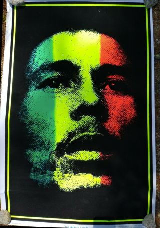 Vintage Bob Marley Black Light Poster Velvet 832 Funky Enterprises Rare