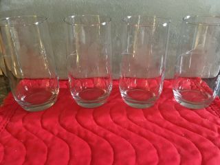 Princess House Heritage Crystal Etched 5 " Beverage Tumblers Glasses Set Of 4 Box