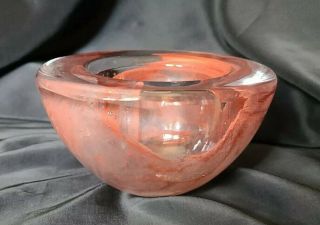 Kosta Boda Red Orange Art Glass Votive/tea Light Candle Holder 4 1/4” X 2 1/4 "