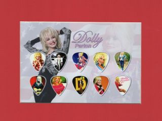 Dolly Parton Matted Picture Guitar Pick Set 9 To 5 I Will Always Love You