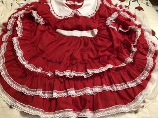 Girl Vintage Full Circle Fancy Ruffles Party Dress Red Kids Ave 8.  10