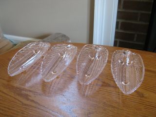 Set Of 4 Footed Pink Depression Glass Corn On The Cob Holders