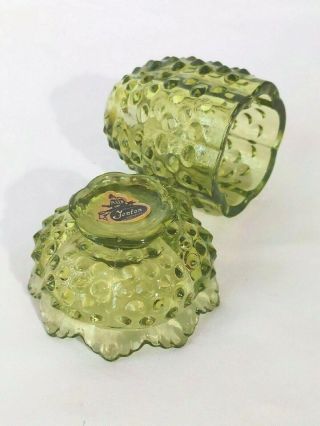 Vintage Fenton Glass Hobnail Colonial Green Fairy Courting Candle Lamp Tea light 2