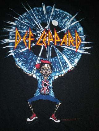 Vintage Def Leppard Concert T Shirt 1993 Adrenalize Tour Skeleton Exc Sz Large