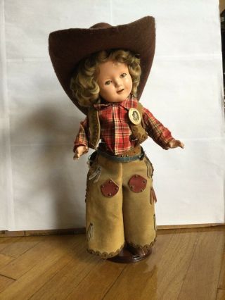 Vintage Shirley Temple 17” 1936 Texas Ranger Doll W/pin