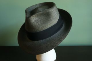 Gorgeous Vintage 50s Knox Milan Straw Hat,  Gray,  7 ¼