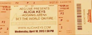 Alicia Keys Memorabilia Concert Tickets 2013