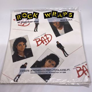 Michael Jackson Officially Licensed Bad 1988 Gift Wrap / Wrapping Paper