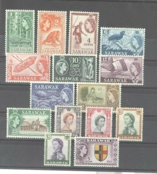 Sarawak Malaya 1955 - 57 Queen Elizabeth Ii Nh Set Of 15 Stamps