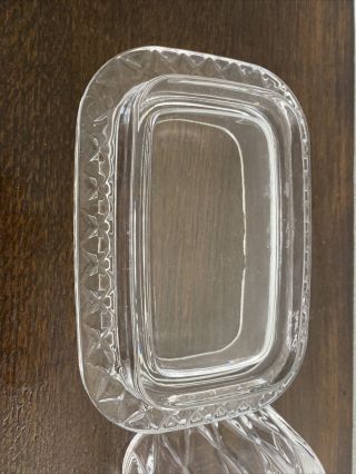 Vintage Squares rectangular Cut Pressed Glass Cream Cheese or Butter Dish 3