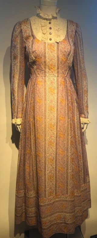 1970s GUNNE SAX Style Cotton Voile Prairie Boho Dress 3