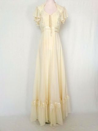 Vintage 1970s Gunne Sax Dress Ivory Prairie Dress Boho Wedding Dress