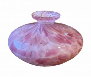 Vtg Hand Blown Art Glass Vase Pink & White Swirl Vase/bottle Cotton Candy Pink