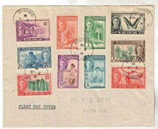 Sarawak Malaysia 1950 Fdc Short Set Sc 180 - 2 184 - 5 187 - 8 190 - 2 6 Postmarks
