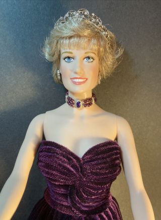 Franklin Princess Diana Vinyl Doll Purple Silk Velvet Gown Le 38/1000