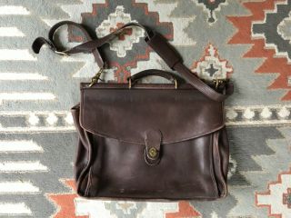 Vintage Coach Brown Leather Classic Briefcase Messenger Bag Usa Over Shoulder