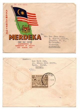 Malaya 1957.  8.  31 Merdeka Cover Send To Australia (2 Pcs)