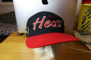 Miami Heat Script Vintage Snapback Hat 1990s 90s Sports Specialties Nba