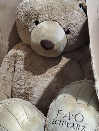 Fao Schwarz Huge Teddy Bear 93 " Plush Life Size Stuffed Animal Lt Brown
