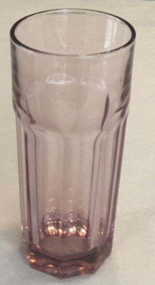 Vintage Libbey Drinking Glass Tumblers 16 Oz.  Pink Gibralter Duratuff 2 - Pc Set