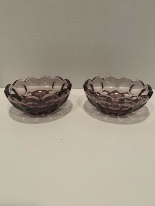 2 Vintage Provincial Imperial Glass Amethyst Purple Candle Holders