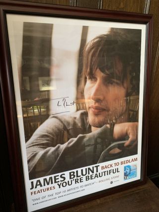 James Blunt Promo Poster Back To Bedlam Signed Autographed,  Framed 27”x 21”