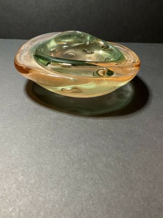 Green And Pink Art Glass Bowl (murano Style)