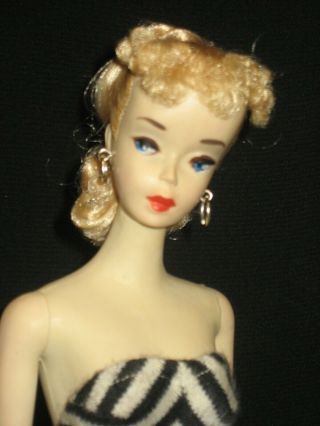Vintage Blonde Ponytail Barbie 3 Face Paint & Top Knot Circa 1960 Cb