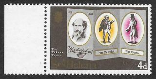 St Helena 1970 Dickens Death Centenary 4d.  With Inverted Wmk Sg 249w (mnh)