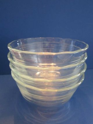 Vintage 463 Pyrex 6 Oz Custard Cups Set Of 4 Clear Glass Scalloped Edge 3 Ring