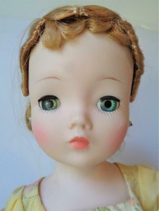 1957 Madame Alexander Cissy Doll in 2120 Yellow Dress (No Cameo) Black Hat 3