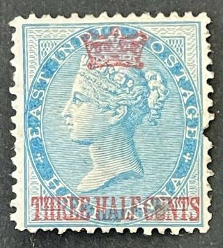 Malaysia Strait Settlements 1867.  1 1/2c On 1/2a Blue Hinged.