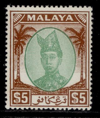 Malaysia - Trengganu Gvi Sg87,  $5 Green & Brown,  M.  Cat £75.